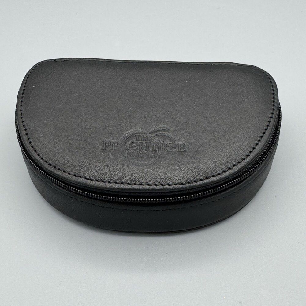 Vtg Travel Jewelry Case Black Zipper Closure Removable Pouch The Peachtree Bank